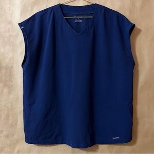 Jaanuu | Women's 2 Pocket Cap Sleeve Scrub Top Oversized Navy Size S